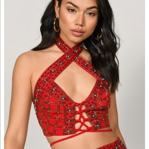 Beaded Tied Crop Top